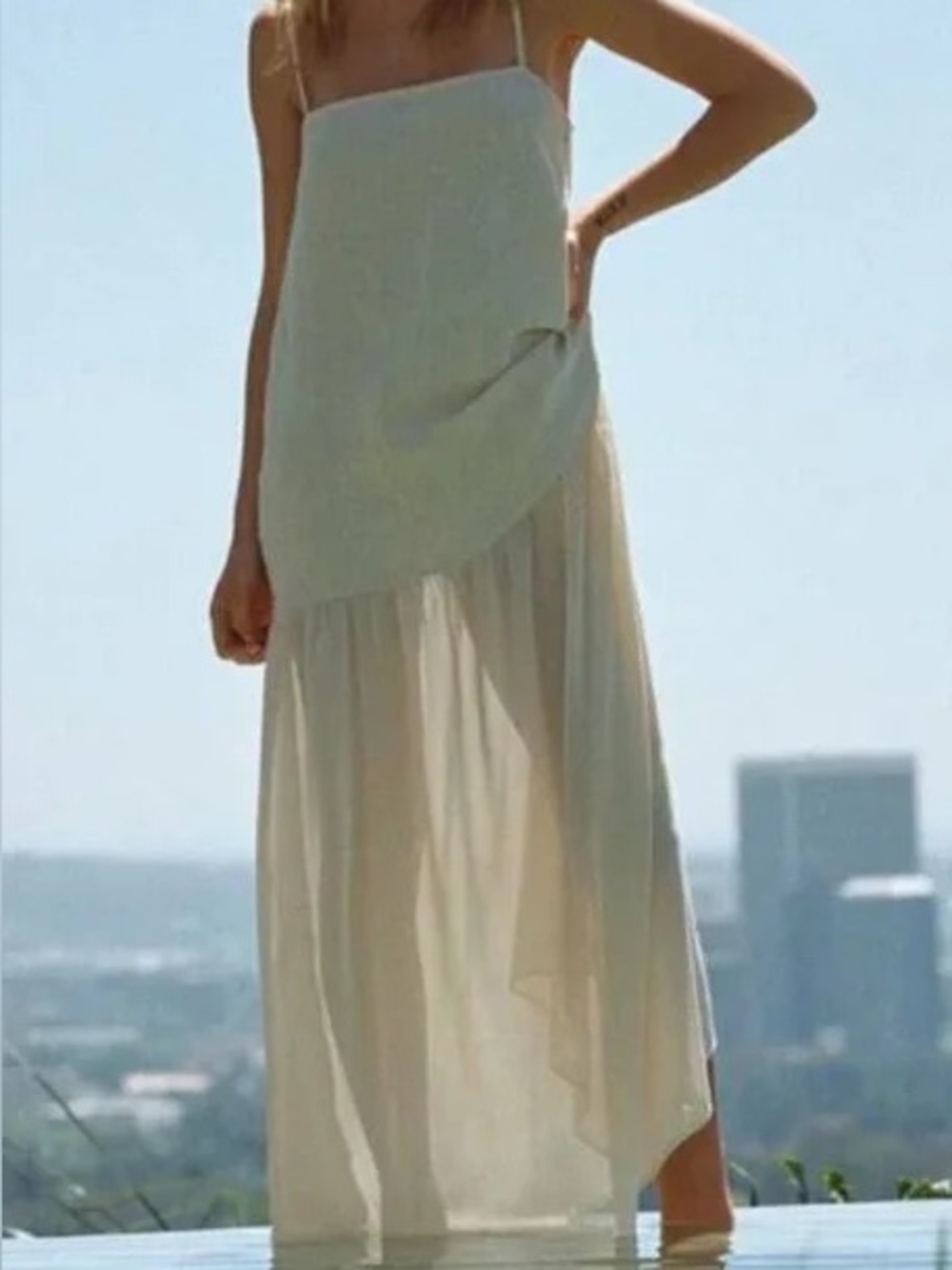 VRG GRL Nora Dress: Linen and Chiffon Cream Maxi dress. New with Tags.